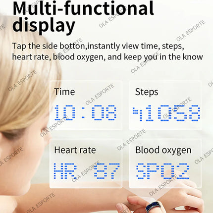SR16 Smart Ring 3D LED Display Screen Call ID Reminder Heart Rate Sleep Monitoring 5ATM Waterproof Wireless Charging Rings 2025