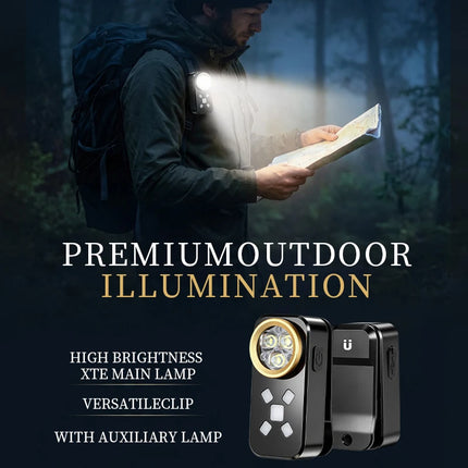 EDC Flashlight USB Charging Magnetic Clip Work Light LED Strong Light Torch Red Blue Warning Light for Outdoor Camping Hiking