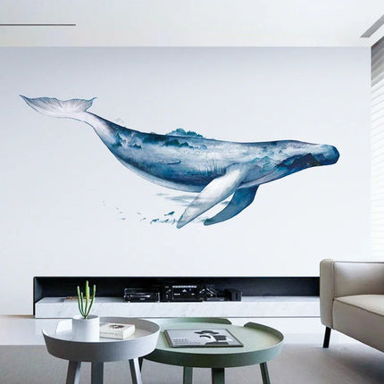 Creative Wall Stickers Ink Wash Whale For Living Rooms Home Bedroom Background Wall Decor Self Adhesive Vinyl Sticker Wallpaper