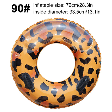 1PC Leopard Print Pool Float, Adults Inflatable Tube, Animal Patterns Swimming Rings Inner Tubes Glitter Pool Floats