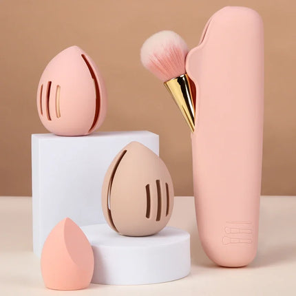1Pcs Makeup Sponge Holder Eco-Friendly Silicone Multi-hole Beauty Egg Storage Case Travel Protable Cosmetic Puff Holder Box