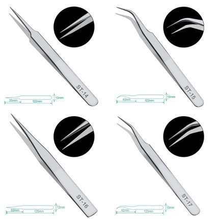 Tweezers Stainless Steel Fine Tipped Tweezers Multipurpose Straight Curved Tweezer Medical Tool Long Forceps