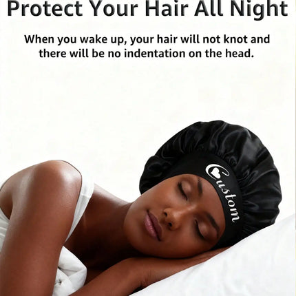 Custom Name Silk Bonnet For Sleeping, Personalized Satin Hair Bonnet For Curly Hair, Customizable Sleep Cap, Large Silk Bonnet For Hair Protection, Customized Gift For Bridesmaids And Bridal Party