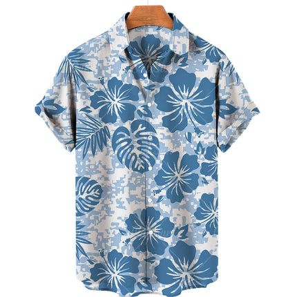 Men's casual shirt plant printed summer clothing Hawaiian short sleeved 2023 medieval vintage beach vacation top