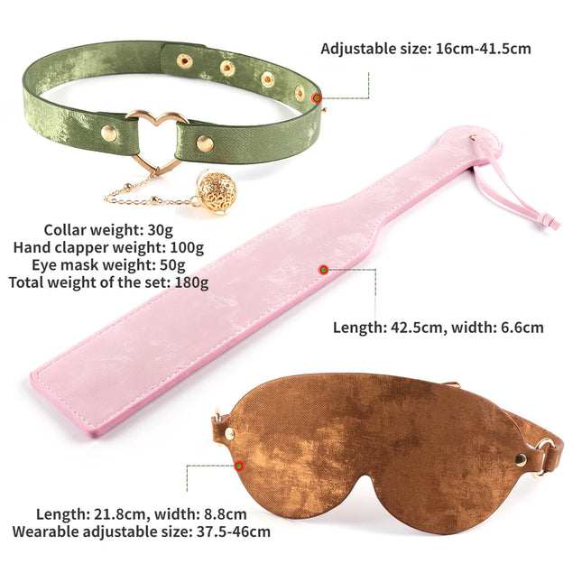 4 Colors Fetish BDSM Bondage Erotic Toy Restraint Set Sex Toys For Women Eye Mask&Spanking Paddle&Collar Kit Couples Sex Tool