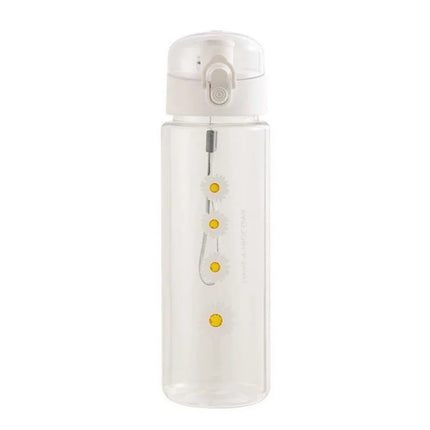 780ml Daisy Flower Plastic Water Bottle Sports Transparent Water Bottle Portable Gym Travel Clear Leakproof Drinking Bottle