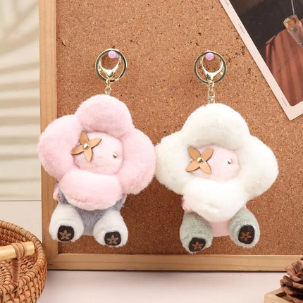 1PCS Sunflower Plush Hanging Ornament Backpack Hanging Chain Car Keychain Women's Bag Pendant