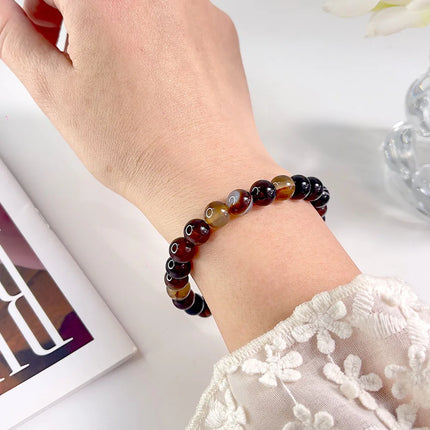 Natural Stone Pink Zebra Beaded Bracelet 6/8mm Dalmatian Jasper Rhodochrosite Agate Bracelet Gemstone Beads Bracelet