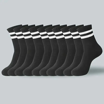 10/20 Pairs Striped Crew Socks - Men Women Breathable All-Season Casual / 10/20 Paires Chaussettes Rayées - Unisexe
