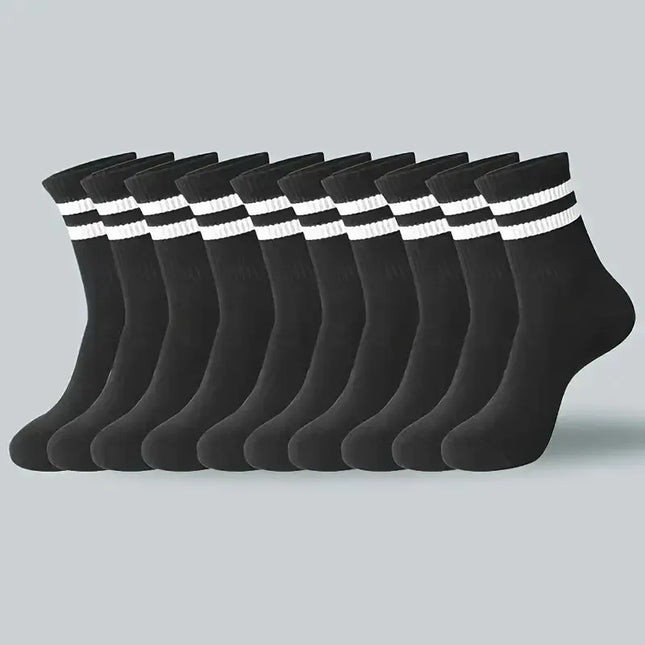 10/20 Pairs Striped Crew Socks - Men Women Breathable All-Season Casual / 10/20 Paires Chaussettes Rayées - Unisexe