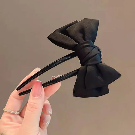 Chic Korean-Style Bow U-Shaped Hair Clip Set Elegant Updo Barrettes for Women Bridal Daily Use Hair Accessories Embellishments