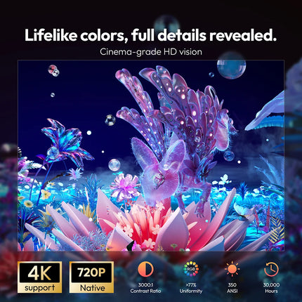 VEVSHAO A12 Projector Mini Portable  LED Video Android 13.0 WIFI 6 Mirror SmartPhone for 1080P 4K Video Home Cinema Projector