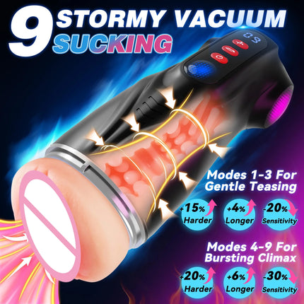 Male Masturbator 3 Sleeves Pocket Pussy Penis Pump with 9 Sucking & 9 Vibrating APP Control Mens Sex Toy Adult Sex Toys for Men