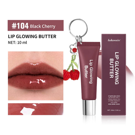 Lakerain Lip Gloss Butter Lip Balm Moisturizing Lip Balm Lip Gloss With Pendant Silver Chain Cherry Easy to Carry Lip Gloss