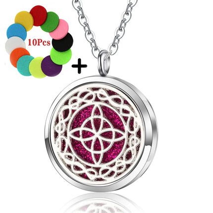 High Quality Patterns Tree of Life Aromatherapy Diffuser Pendant Perfume Locket Women Essential Oil Necklace Jewelry Wholesale
