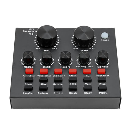 V8 Audio Sound Card USB Plug DJ Equipment Sound Cards Audio Mixer For Phone Computer PC Webcast Live External Karaoke Recording