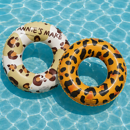 1PC Leopard Print Inflatable Swim Ring, Adult Pool Float, Animal Pattern Swimming Summer Beach Water Toy Pool Party Ring