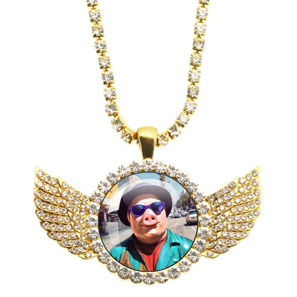 John Pork Is Calling Answer Call Phone Humor Funny Pig Graphic Glass Cabochon Angel Wings Pendant Necklace Jewelry Giftwholesale