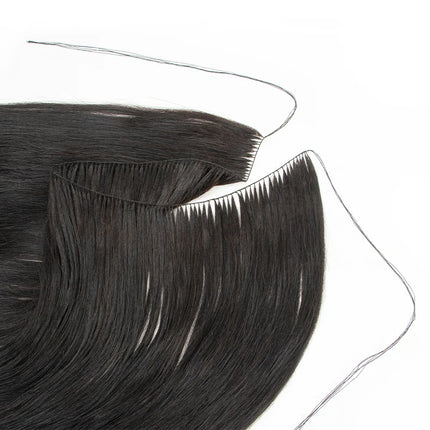 Feather Hair Bundles Extensions Natural Fish Line Human Hair Non-Remy Invisible Micro rings Hair Extension Weft 100 strands