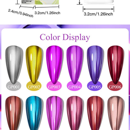 6pc Mirror Metallic Nail Polish No Need Lamp Quick Dry Mirror Effect Long Lasting Nail Supplies Varnish Manicure for Home Salon
