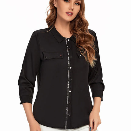 Women Plus Size Woven Spring And Autumn Fashionable Shirt