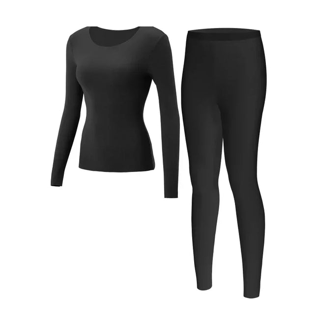 SUJIIN Women's Thermal Underwear Set Winter Round Neck Thermals Tops Ladies Long Johns Anti-Static Two Pieces Woman Sets WC050