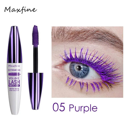 Colorful 5D Purple Blue Mascara Lasting Styling Waterproof Quick Dry Curling Lengthen Large Head Brush Eyelash Extension Cream