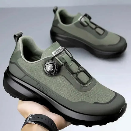 Men's Camping Running Sports Shoes with Lightweight Comfortable Versatile Studded Sole, Solid Color Mountaineering Sneakers