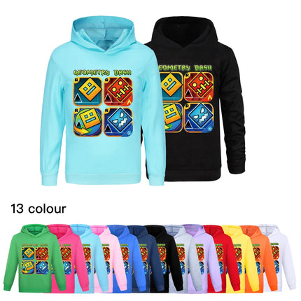 Geometry Dash Clothes Kids Spring Autumn Hoodies Baby Boys Hooded Sweatshirts Toddler Girls Casual Outerwear Children Coats