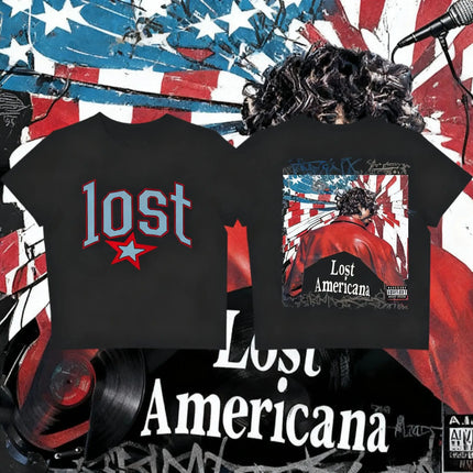 Y2k Harajuku T-Shirt MGK Lost The American Machine Gun Kelly Crop Top Fashion Print Cotton Loose Hip-hop Top Unisex