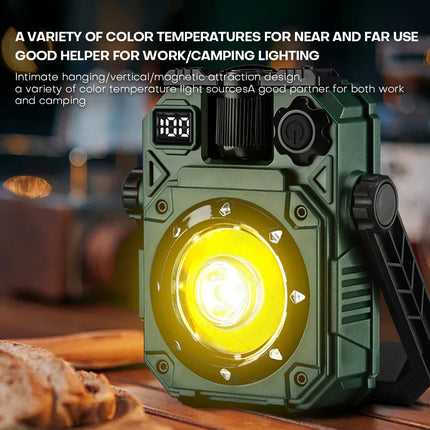 LED Work Light, Portable Work Light, Work Lights on Stand Rotatable Stand and Handle, Hook Design LED Flood Light for Workshop