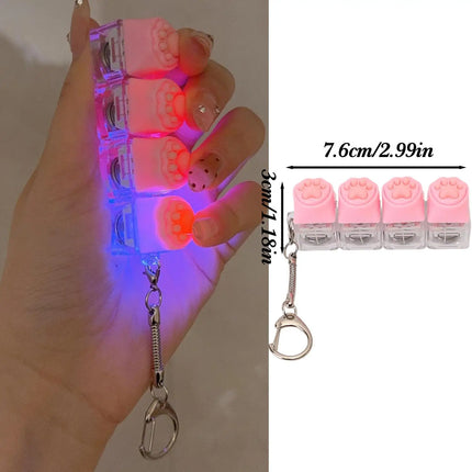 Cat Claw Button Decompression Toy Mechanical Keyboard 4-Key Shaft Tester Luminous Decompression Button Keyboard Keychains