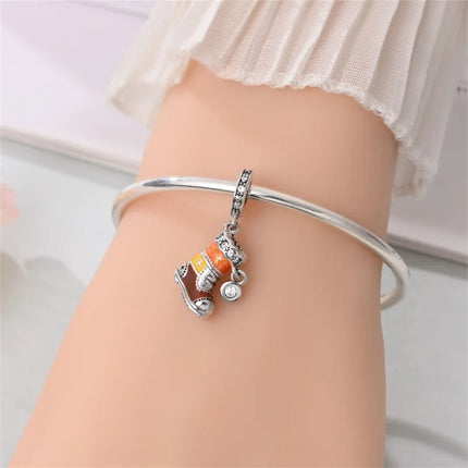 Original 925 Sterling Silver Charms Beads Cute Mushroom Unicorn Love Wings Pearl Charm for Bracelet Pendant Woman Girl Jewelry