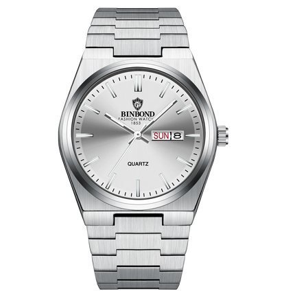 BINBOND  Luxury Men Quartz Watch Waterproof Date Week Luminous Wristwatch Stainless Steel Men's Watches Male Clock Sports Reloj