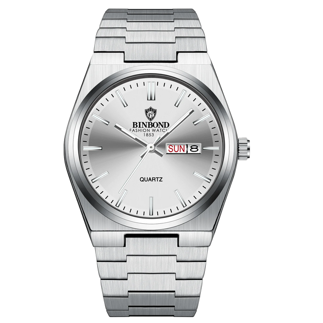 BINBOND  Luxury Men Quartz Watch Waterproof Date Week Luminous Wristwatch Stainless Steel Men's Watches Male Clock Sports Reloj