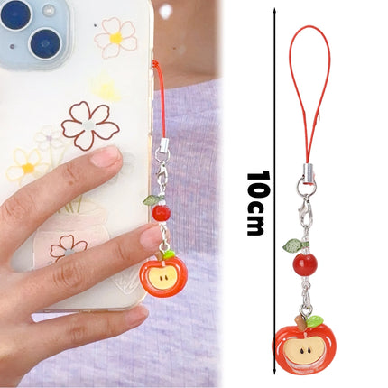 Red Green Apple Handmade Pendant Phone Chain Bead Hanging Ornament Camera Chain Cute Ins Girl Heart Key Chain Accessories