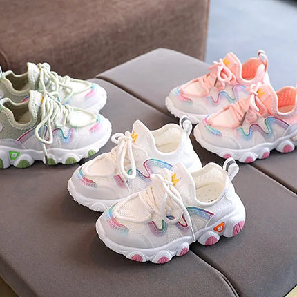 2022 Breathable Toddler Boy Sneakers Stretch Fabric Fashionable Baby Running Shoes Pink School Girl Sports Shoes Sneakers