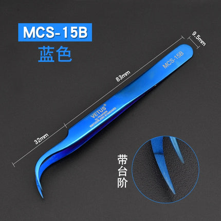 1pcs Vetus MCS Series Blue/Gold/Colorful Russian Volume Bloom Eyelash Extension Tweezers Stainless Precision Lash Tweezers Tools