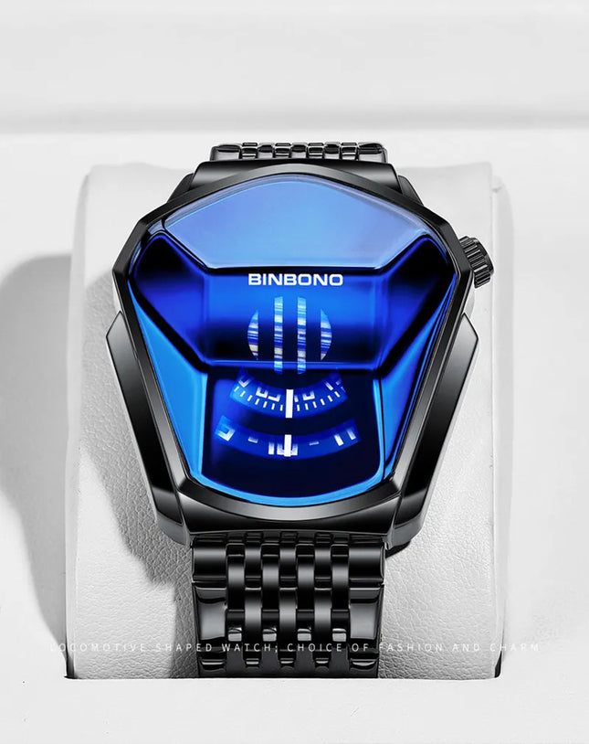 BINBOND Fashion Luxury Unique Military Motorcycle Stainless Steel Business Sports Men's Golden Watch Style Concept With Box