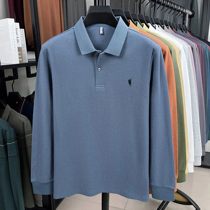 2025 New 100% Cotton High-end Brand Men's Long-sleeved Polo Shirt Autumn Fashion New Luxury Original Embroidery Top Golf T-shirt