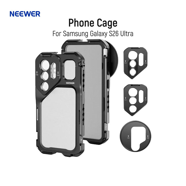 NEEWER Phone Cage For Samsung Galaxy S26 Ultra, Mobile Video Rig Stabilizer Vlog Kit with 3X Backplate for 67mm Filter