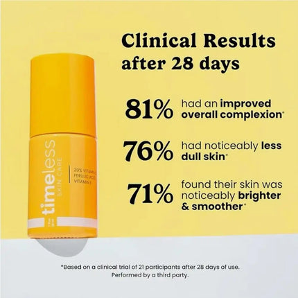 Timeless 20% VC Serum with Ferulic Acid Antioxidant Wrinkle Resistant Brightening Hydrating Firming Skin Care Essence