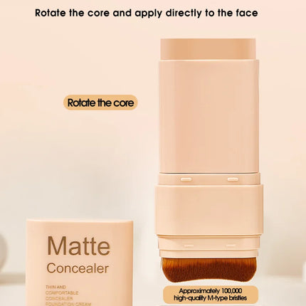 15g 2-in-1 foundation eraser double-ended concealer stick with brush head waterproof, natural makeup, long-lasting cream texture