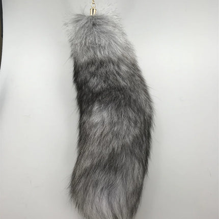 natural fox fur tail keychain furry 2024 chic y2k  beautiful accessory length 40 cm Car Keychains For Women