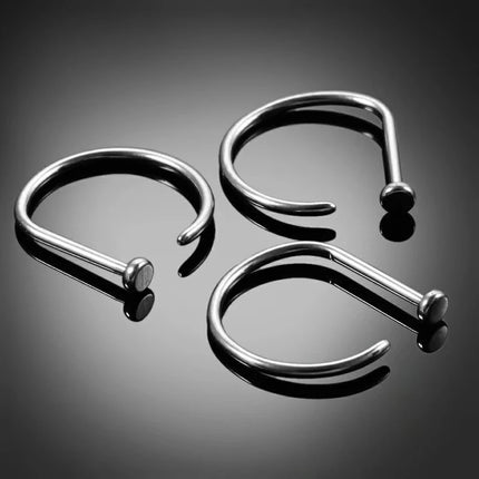 5pc Nose Rings D Shape Nose Hoop Stud Ear Cartilage Piercing Stainless Steel Nose Nostril Piercing Jewelry Women Body Piercings