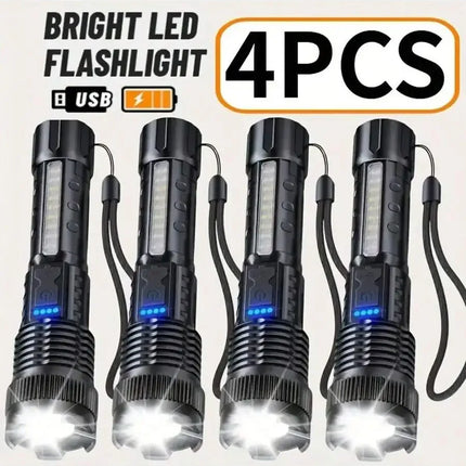 2PCS Tactical Flashlight 2500 Lumens - USB C Rechargeable, 7 Modes Super Bright LED Flashlight For Camping, Hiking