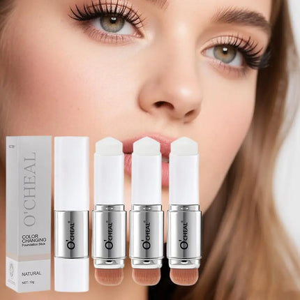 O'CHEAL Temperature Changing Foundation Stick Facial Coverage Blemishes Pores Double-Headed Face Matte Makeup Foundation Cream