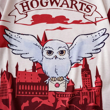 HARRY POTTER Tween Girl Owl Castle Pattern Print Loose Fit Short Sleeve T-shirts Children's Summer Casual Sports Round Neck Tops