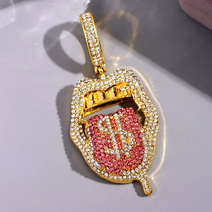 Hip hop Men Iced Out Cuban Link Chain Necklace for Men withPanda Tiger Shark Lip Heart Dollar Pendant Wholesale Jewelry Gifts