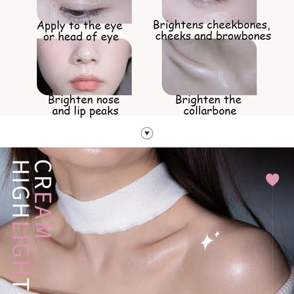 Flortte 2-color Double Texture Cream Highlighter Powder Matte Glossy Diamond Glitter Contour Brighten Palette Face Makeup Beauty